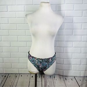 Victoria's Secret Black Floral The Ruffle Cheeky Bikini Bottom - Size Medium